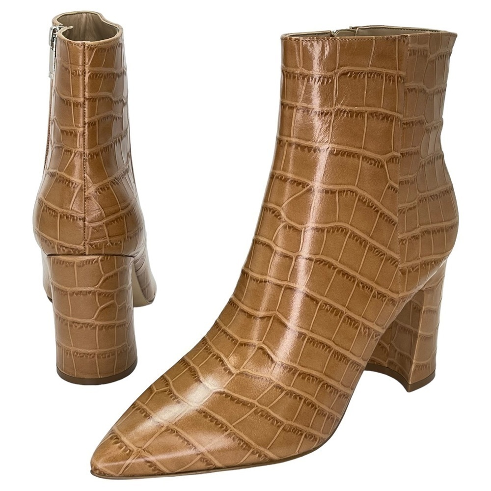 Marc Fisher LTD Womens Ankle Boots 10M Daith Tan Leather Crocodile Print - Picture 8 of 12
